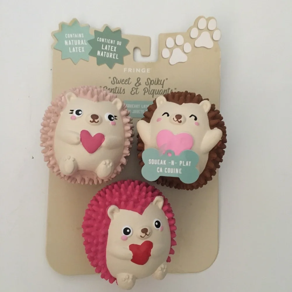 Dog Toys Squeaky Latex Small Hedgehogs “Sweet and Spiky” Fetch Play NEW | Fringe